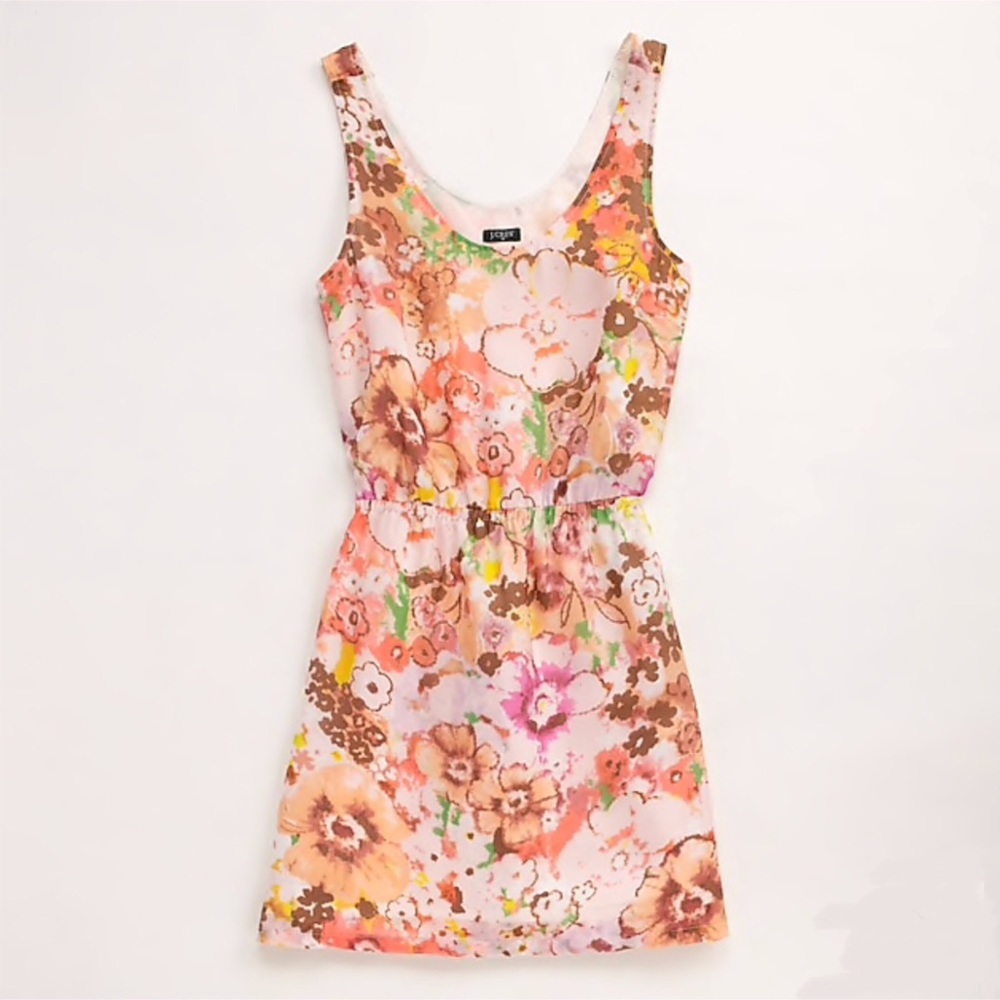 J.Crew Factory 100% Silk Printed Floral Tank Dress